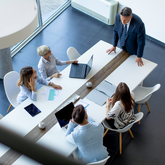 Team having a meeting.