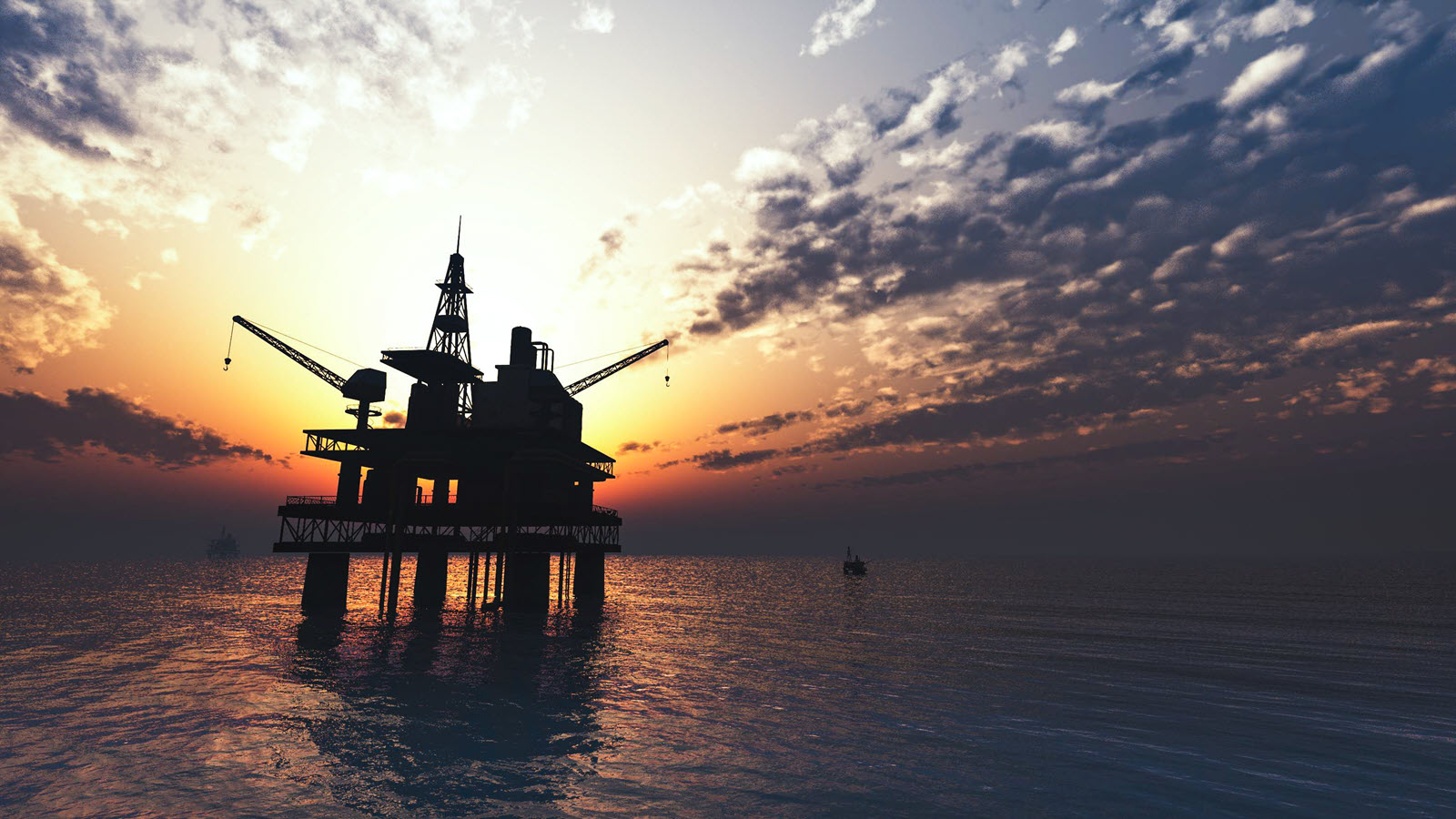 oil-drill-rig-platform-on-the-sea-sunrise