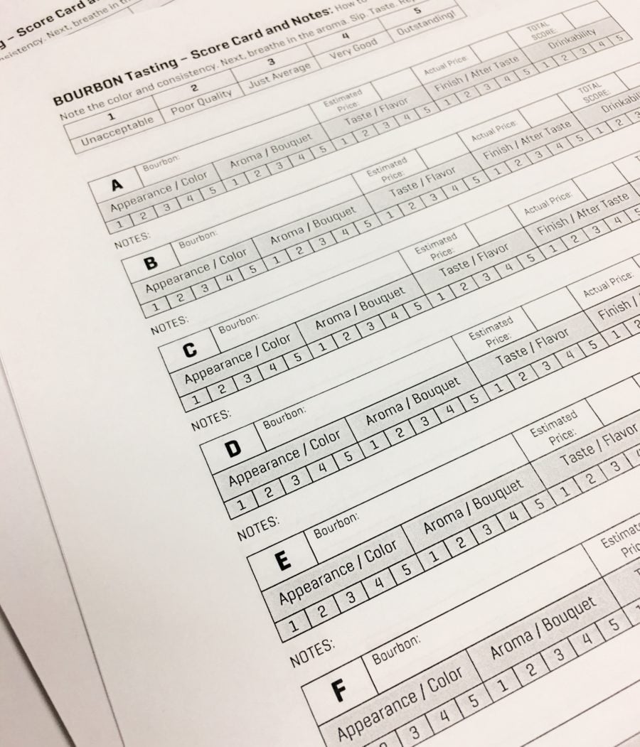 Bourbon Tasting Scorecard