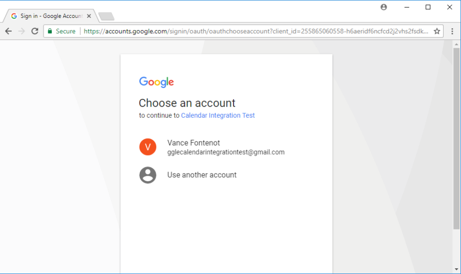 Google Account Selection