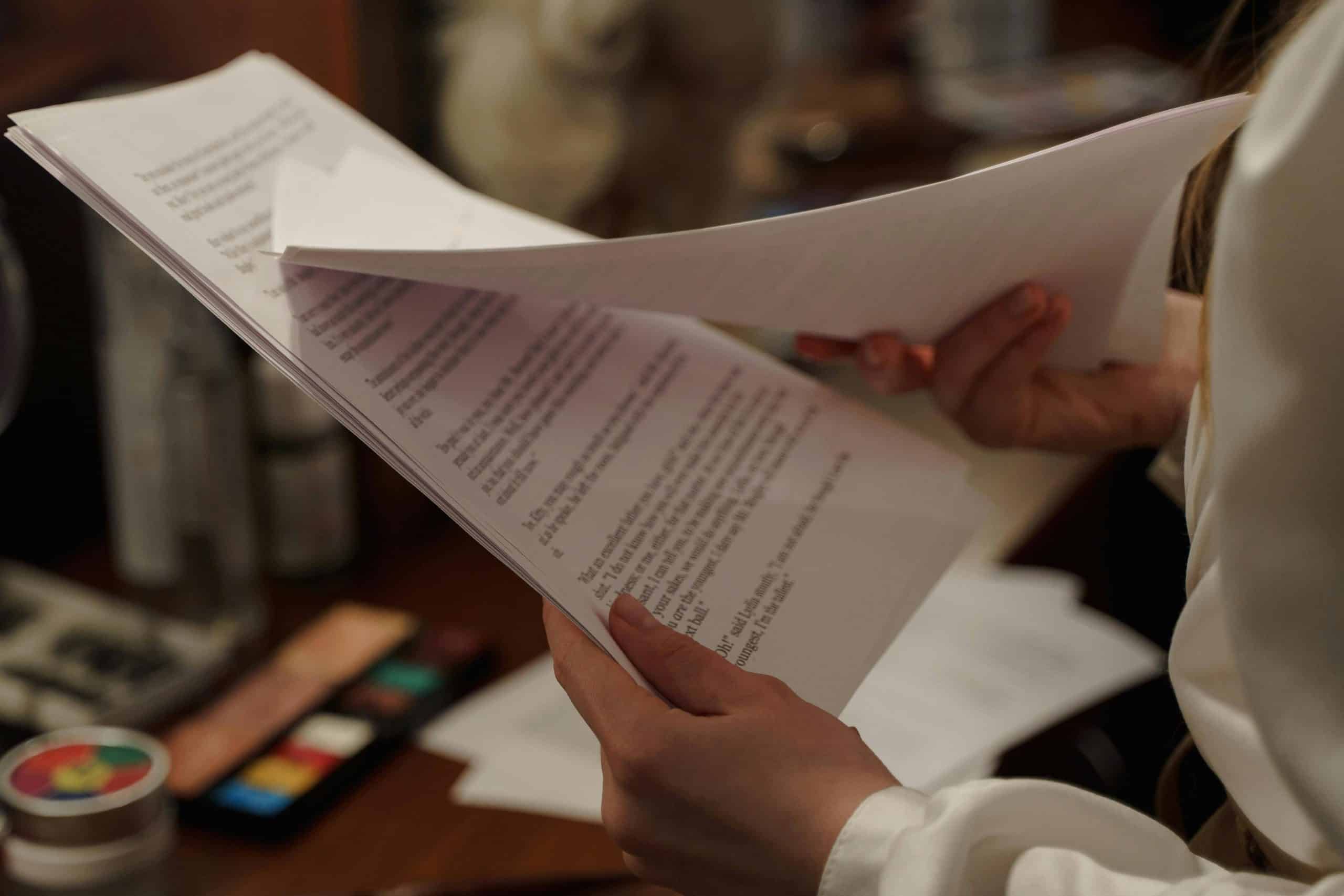 Person reading papers