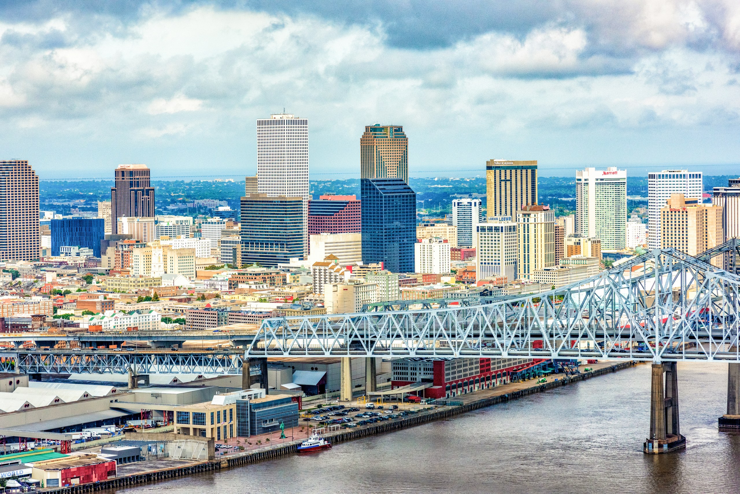 New Orleans skyline over the Mississippi River
